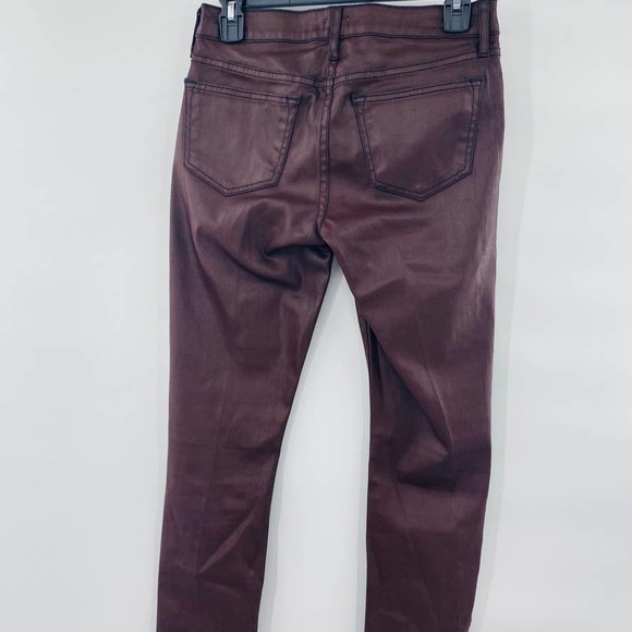 Cachè Deadstock Coated 4 Pocket Wine Skinny Strech Jeans Jegging Size 2 Wet Look - Picture 11 of 15